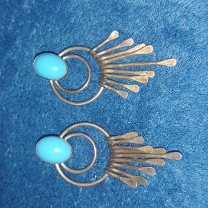 Sterling silver earrings with blue gem